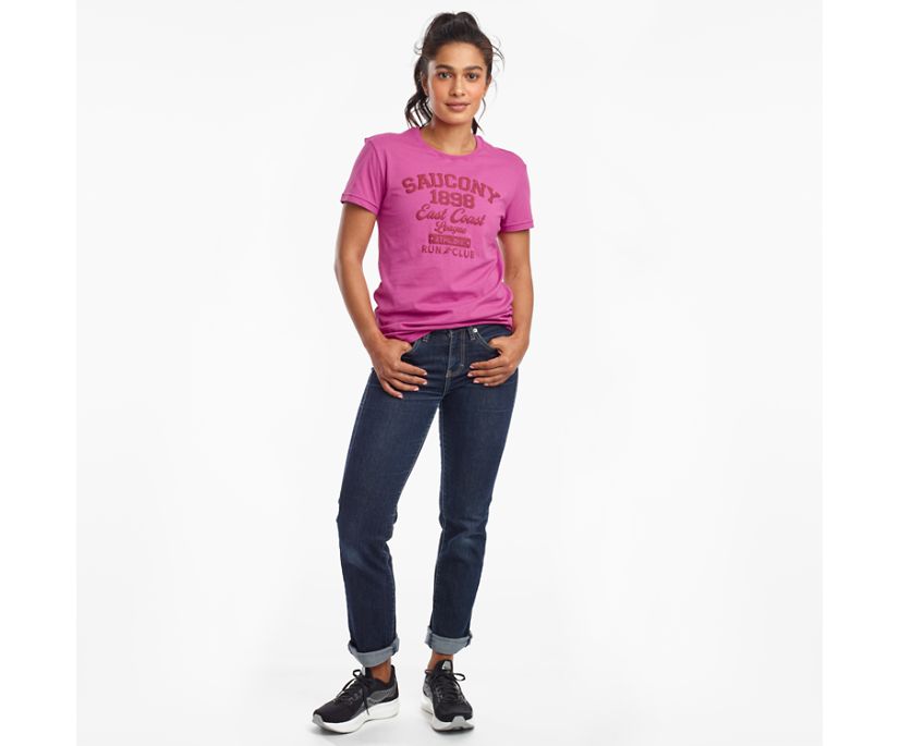 Women's Saucony Rested Short Sleeve Shirts Purple | Singapore 290RVDW